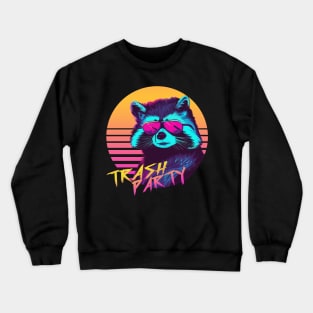 Trash Party - Synthwave Raccoon Crewneck Sweatshirt